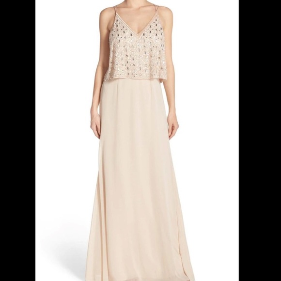Aidan Mattox Blush beaded dress (size 2) - Picture 1 of 5